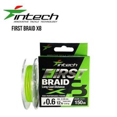 Шнур плетеный Intech First Braid X8 Green 100m 0.4 10lb/4.54kg