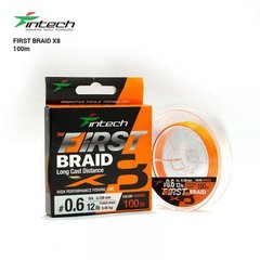 Шнур плетеный Intech First Braid X8 Orange 100m 0.8 14lb/6.36kg