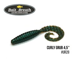 Приманка Bait Breath Curly Grub 4,5" 8шт Ur28 Motoroil/green