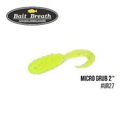 Приманка Bait Breath Micro Grub 2" 12шт. Ur27 Chartreuse/silver