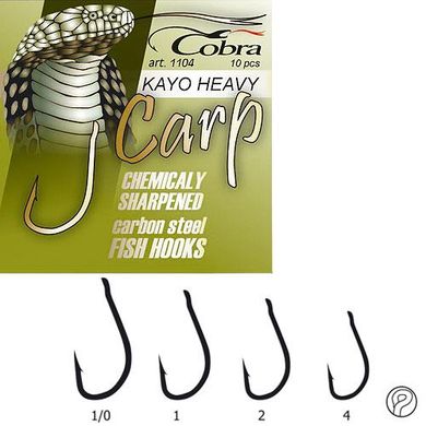 Крючки Cobra Кобра CARP KAYO HEAVY серазмер 1104NSB разм.004 10 шт в упаковке