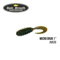 Приманка Bait Breath Micro Grub 1" 15шт. Ur28 Motoroil/green