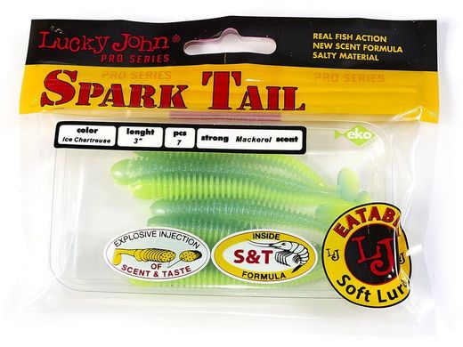 Виброхвосты съедоб. искусст. LJ Лаки Джон Pro Series Spark Tail 3,0in (07,60)/T57 7шт.