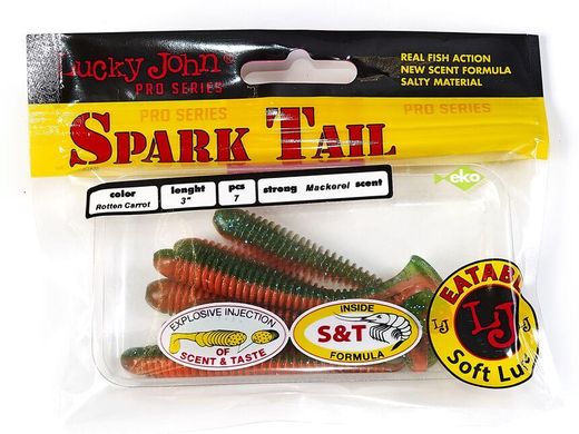 Виброхвосты съедоб. искусст. LJ Лаки Джон Pro Series Spark Tail 3,0in (07,60)/T56 7шт.