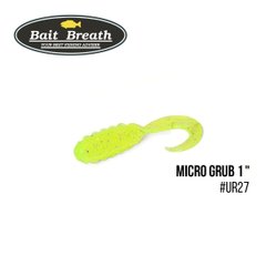 Приманка Bait Breath Micro Grub 1" 15шт. Ur27 Chartreuse/silver