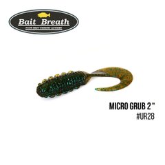 Приманка Bait Breath Micro Grub 2" 12шт. Ur28 Motoroil/green