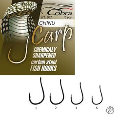 Крючки Cobra Кобра CARP CHINU серазмер 807NSB разм.001 10 шт в упаковке