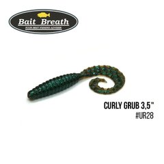Приманка Bait Breath Curly Grub 3,5" 10шт Ur28 Motoroil/green